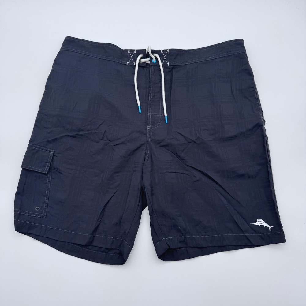 Tommy Bahama‎ Mens Navy Blue Checkered Board Shorts Swim Trunks XXL